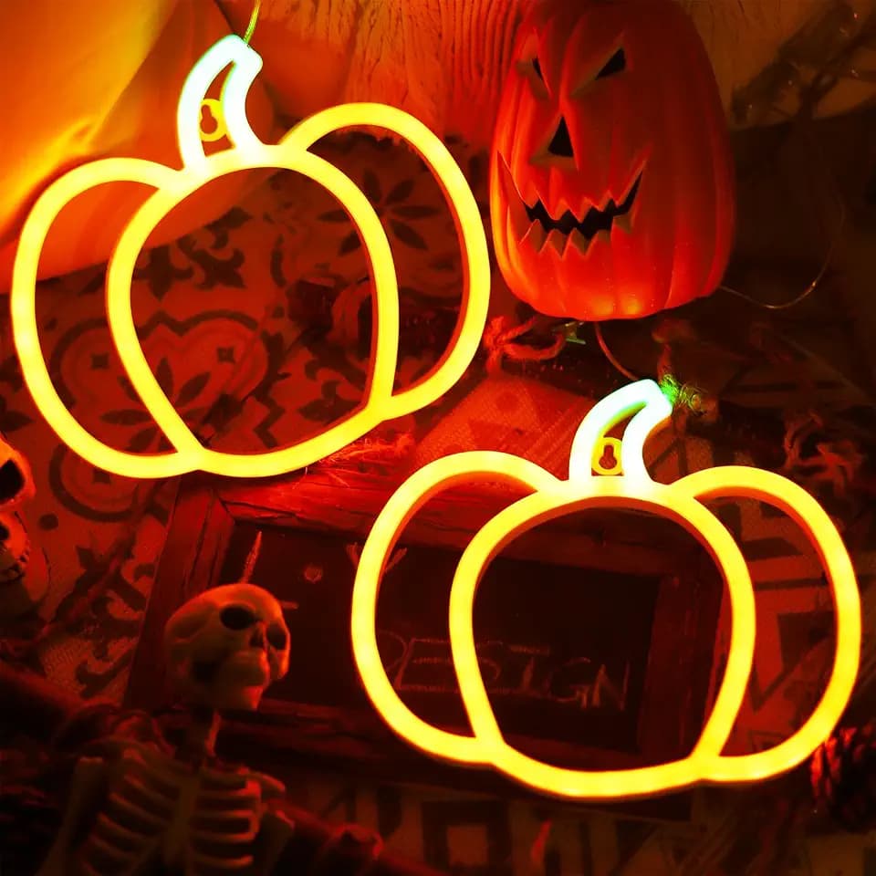 Pumpkin Neon Signs Light, Halloween Fall Thanksgiving Autumn Decorations