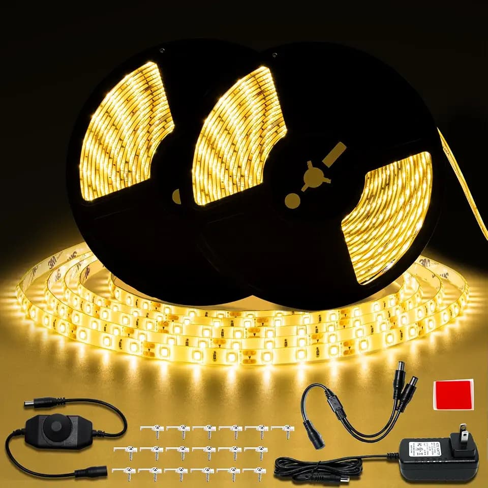 50ft LED Strip Lights, 3000K Warm Waterproof Tape Light, 15M 12V Rope Light Strong 3M Adhesive, for Home,Kitchen, Patio, Balcony, Party, Wedding, Indoor and Outdoor Decor