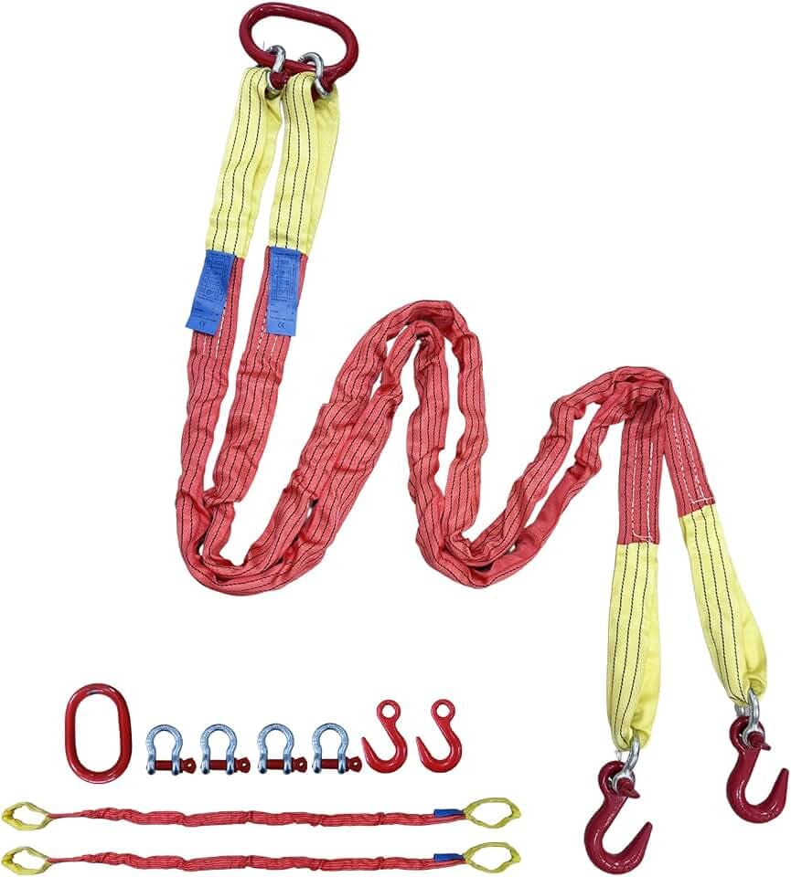 Lifting Slings with Hooks, 10 FT, 11000 LB Polyester Rigging Straps
