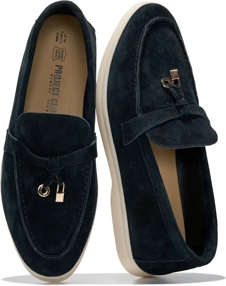 100% Genuine Leather Loafers for Women Slip-on Moccasins Womens Loafers