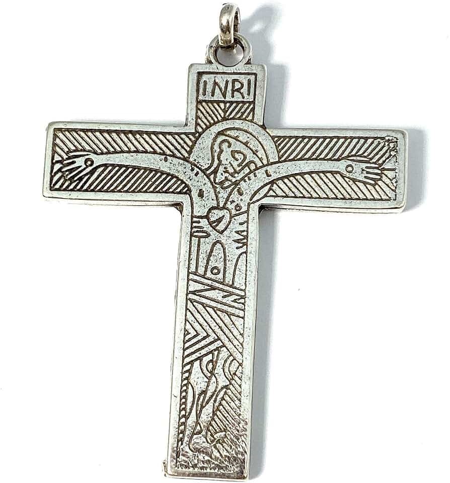 De Bussy Kreuz der Familie des Neokatechumenalen Weges, Metall, Kreuzgröße: 68 x 56 mm (ohne Ring), Badezimmerdekoration
