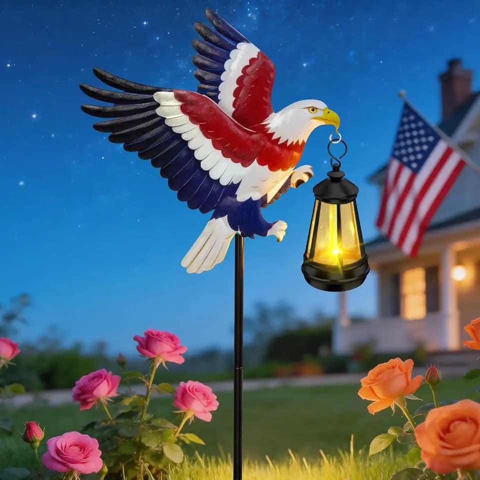 Solar Lights Outdoor 29.9in Metal Eagle with Solar Lights Garden Stakes