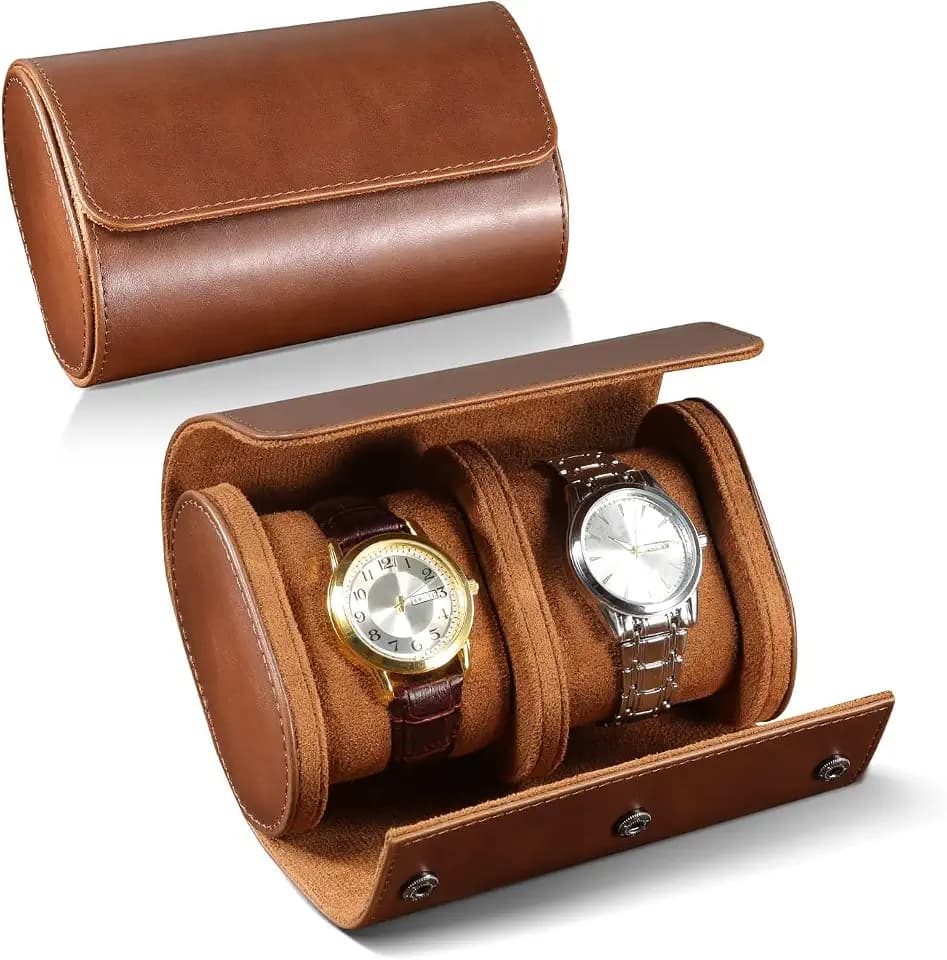 Watch Roll Travel Case for Men and Women- 2 Watch Storage and Organizer