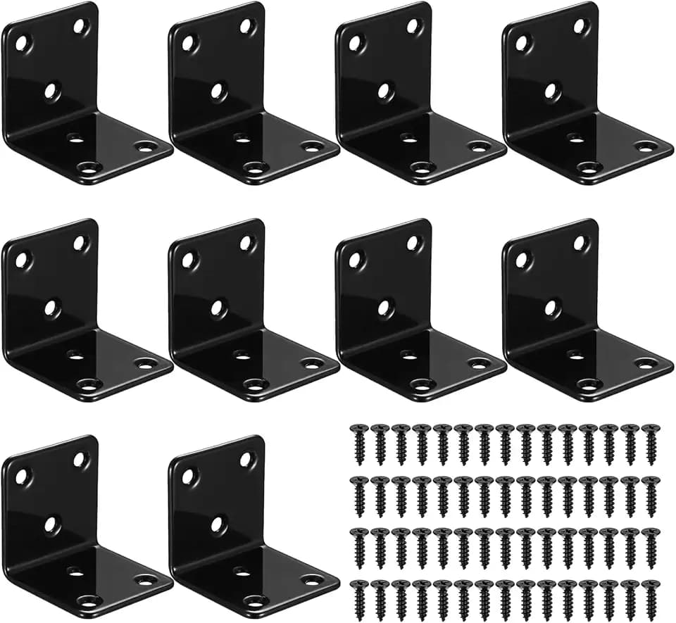 McBlast 10 Stück Winkelverbinder 90° 40x40x40mm Schwarz, mit 60 Schrauben