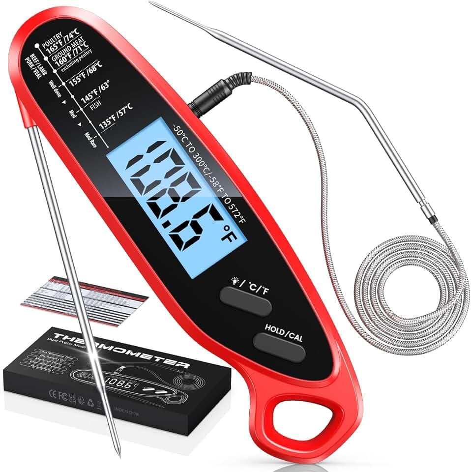 Instant Read Meat Thermometer Digital for Cooking with Dual Probe