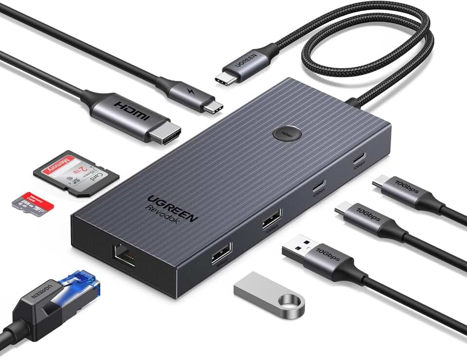 UGREEN Revodok Pro 9 in 1 USB C Hub Gigabit Ethernet Adapter 4K@60Hz HDMI