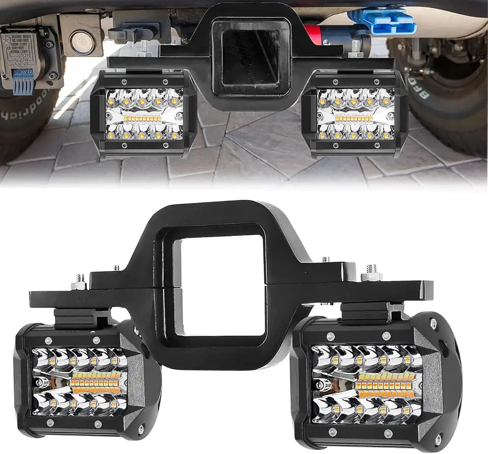 BESTZHEYU 4 Inch 60W LED Hitch Light with 3 Inch Tow Hitch Brackets