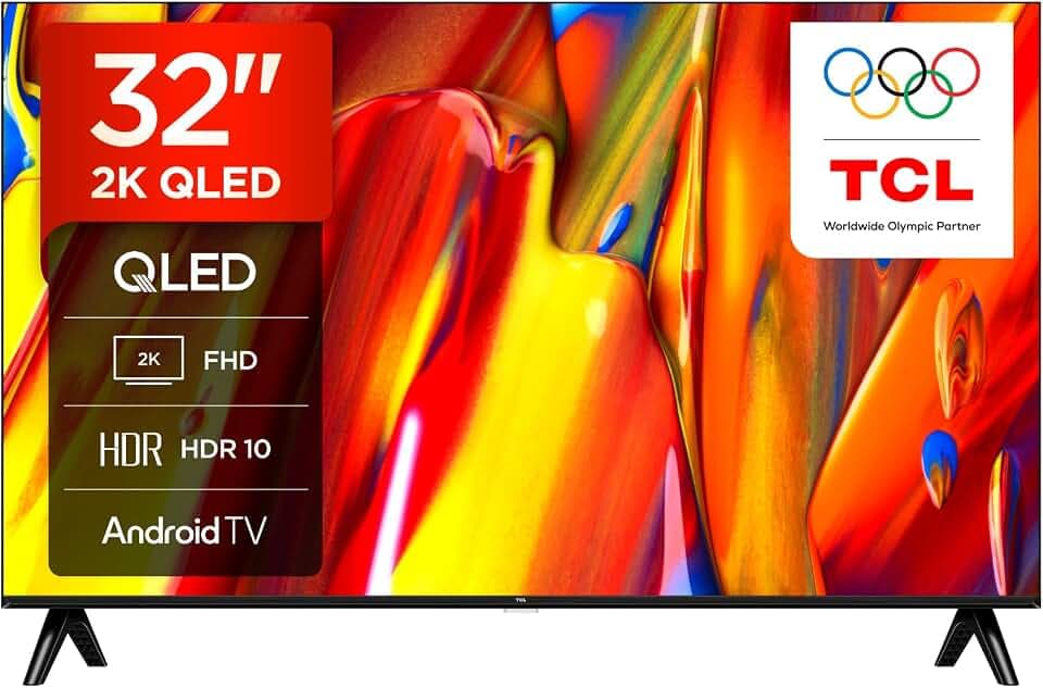 TCL 32V5C - 32 Zoll Full HD Smart QLED Direct LED-Fernseher mit Android TV & HDR - Kompatibel mit Google Cast & Google Home, Schlankes Design