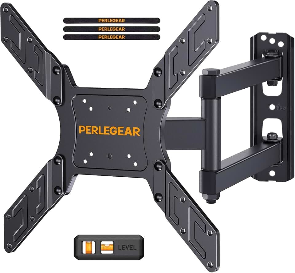 Perlegear TV Wandhalterung, Schwenkbare Neigbare TV Halterung für 26-65 Zoll Flach&Curved Fernseher bis zu 45Kg, max.VESA 400x400mm