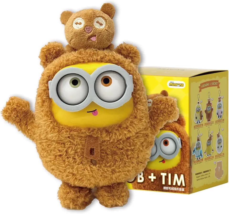 52TOYS Minions Bob & Tim – Best Buddies Forever Series Vinyl Plush Keychain Collectible Toy- 1PC Action Figures with Soft Touch, Movable Joints, Perfect for Home Decor & Gifts