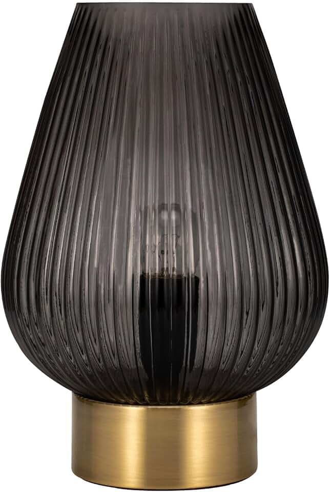 Pauleen 48158 Crystal Gloom Tischleuchte Anthrazit Tischlampe Kristall-Look max40W E 27 Rauchglas/Messing 230V Glas, Smoke Glass