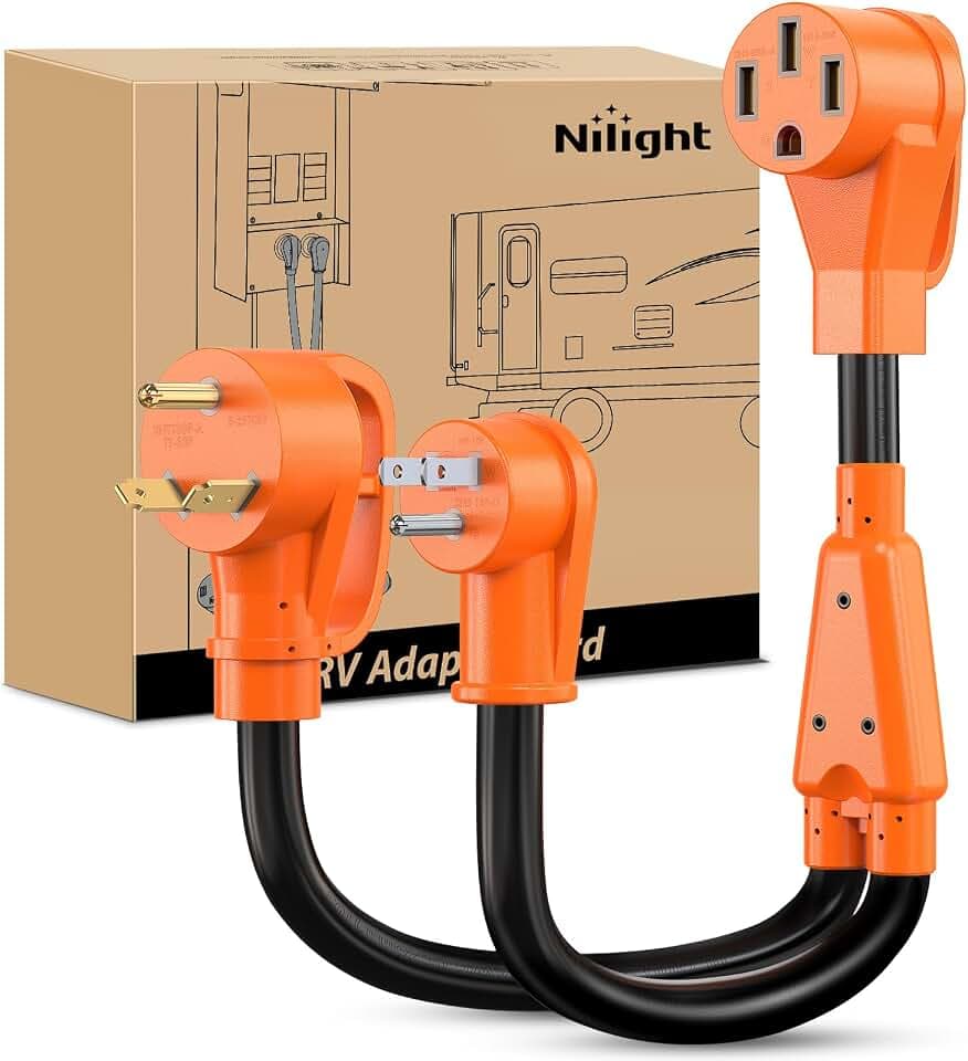 Nilight RV Y Splitter Adapter Cord 15 Amp 30 Amp to 50 Amp Waterproof