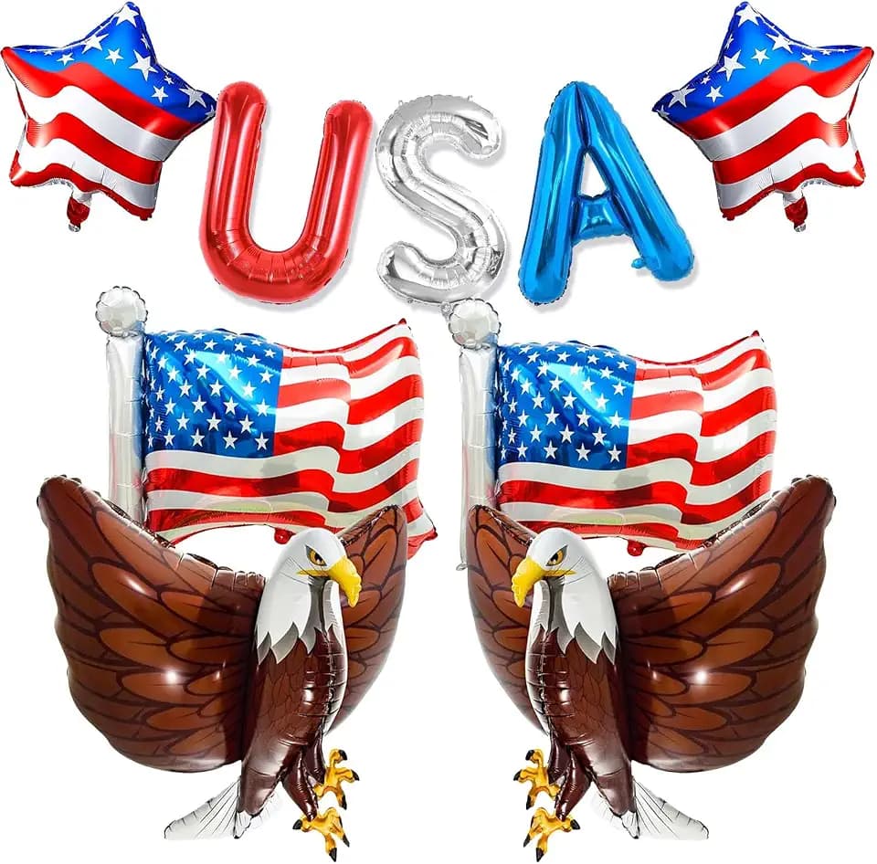 Eagle 4th Of July Decorations, Red White Blue Balloons for Independence Day, Party in The USA (Eagle)