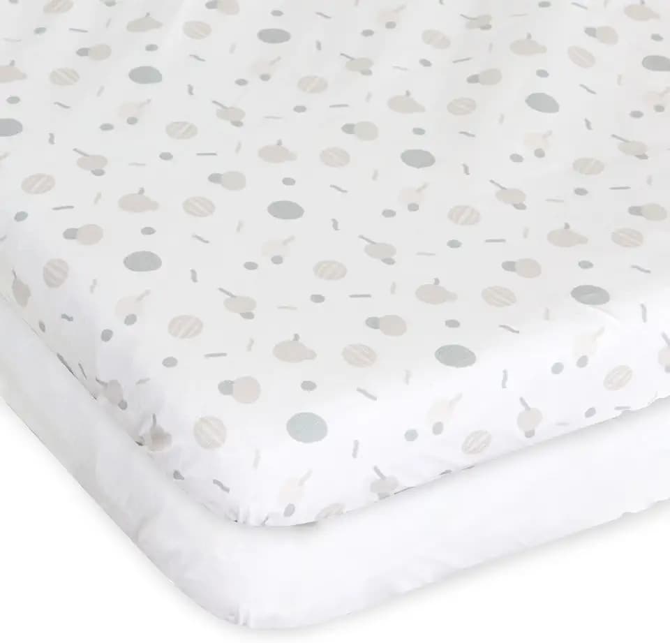 Chicco Next2Me Bettlaken, 100% weiche Baumwolle, originelles und offizielles Zubehör für Next2Me Kinderbett, Baumwolle und Konfetti, 2 Stück