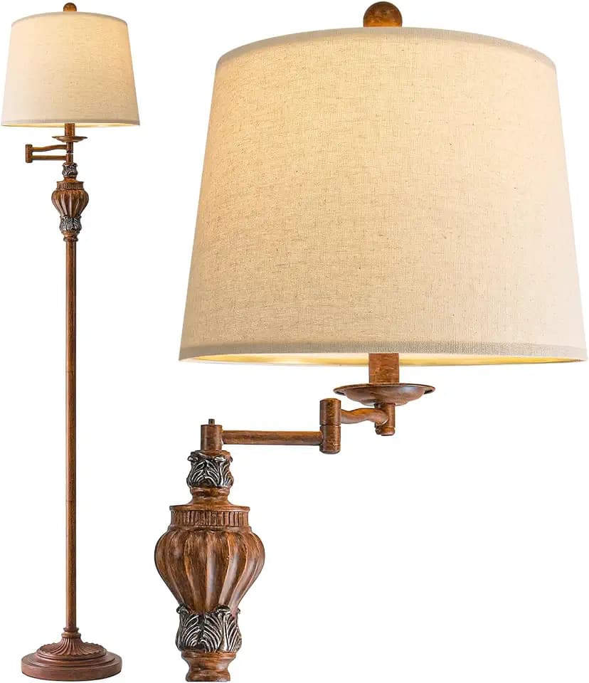 Vintage Floor Lamp with 350° Adjustable Swing Arm 61" Lamps for Living Room