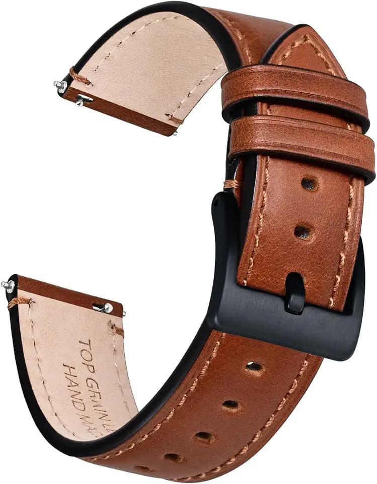 Leather Watch Band for Men, Top Grain Leather, Quick Release Strap