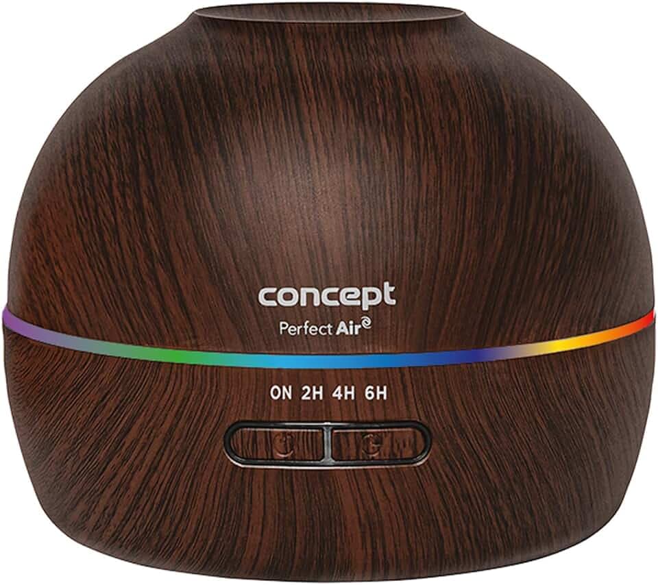 Concept Perfect Air Wood ZV1006 2 in 1 Luftbefeuchter mit Duftdiffusor 40 ml/h für Räume bis 20 m2 2x Arbeitsmodi Timer 300 ml (Dunkles Holz)