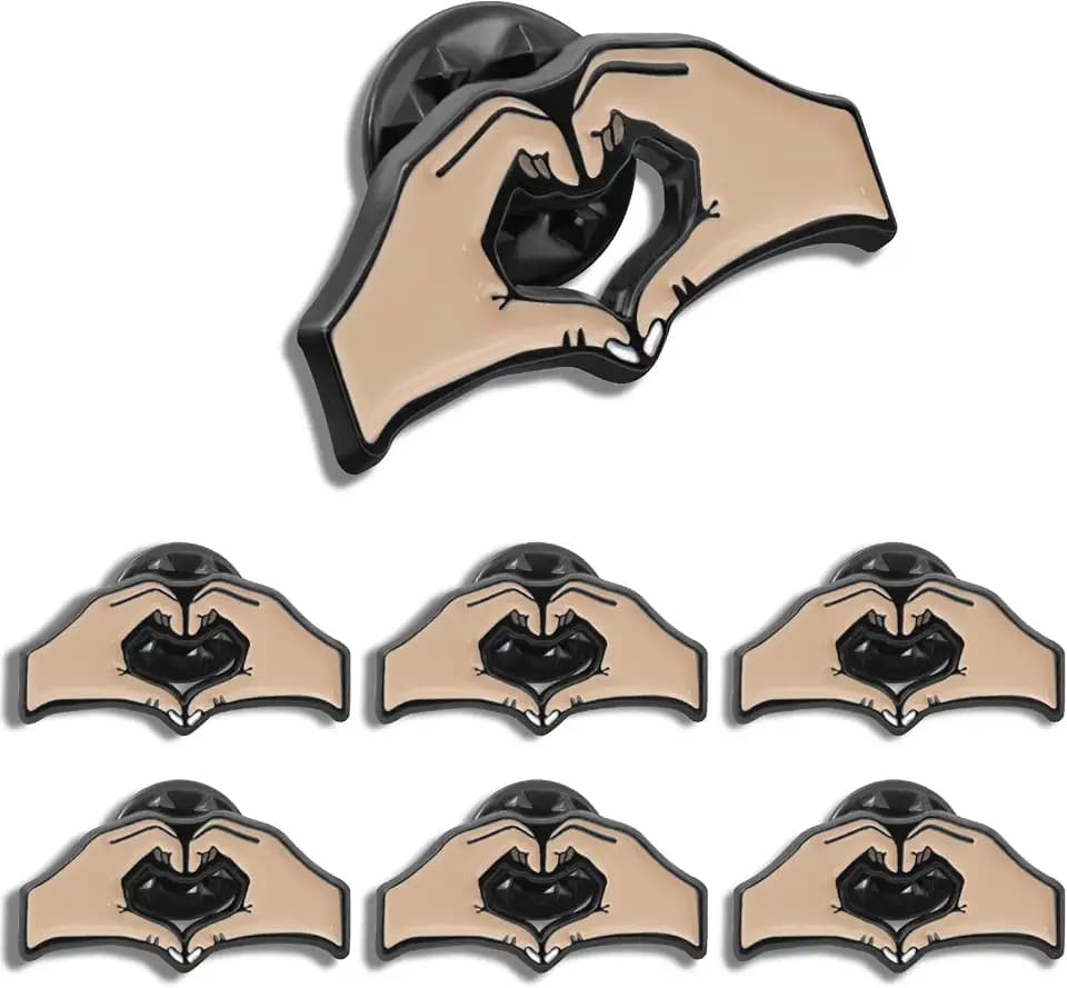 Pack of 24 Two Hands Heart Friendship Love Enamel Lapel Pin 1 Inch -Metal Heart Gesture pin