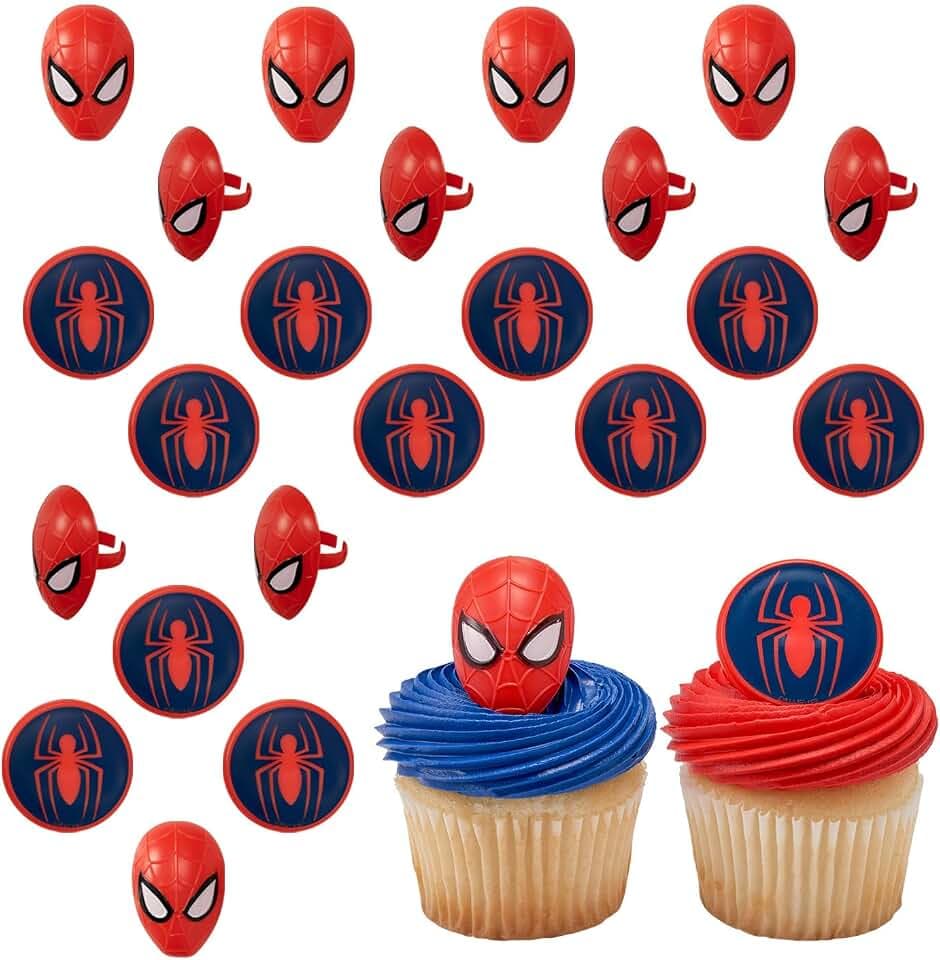 MARVEL's Spider-Man™ Cupcake Decoration Toppers | 24 Pack Party Cake Rings