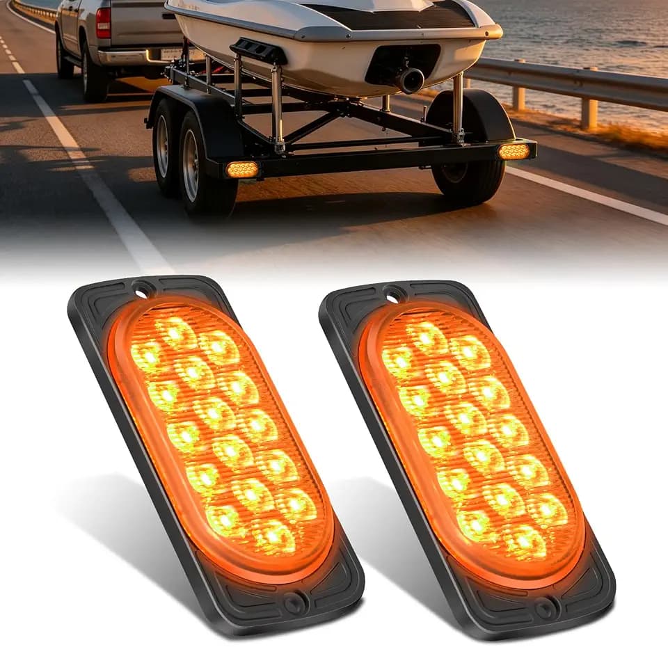 Nilight 4.4" Aluminum Housing Tail Light 2 PCS 16 LED Amber Signal Lights