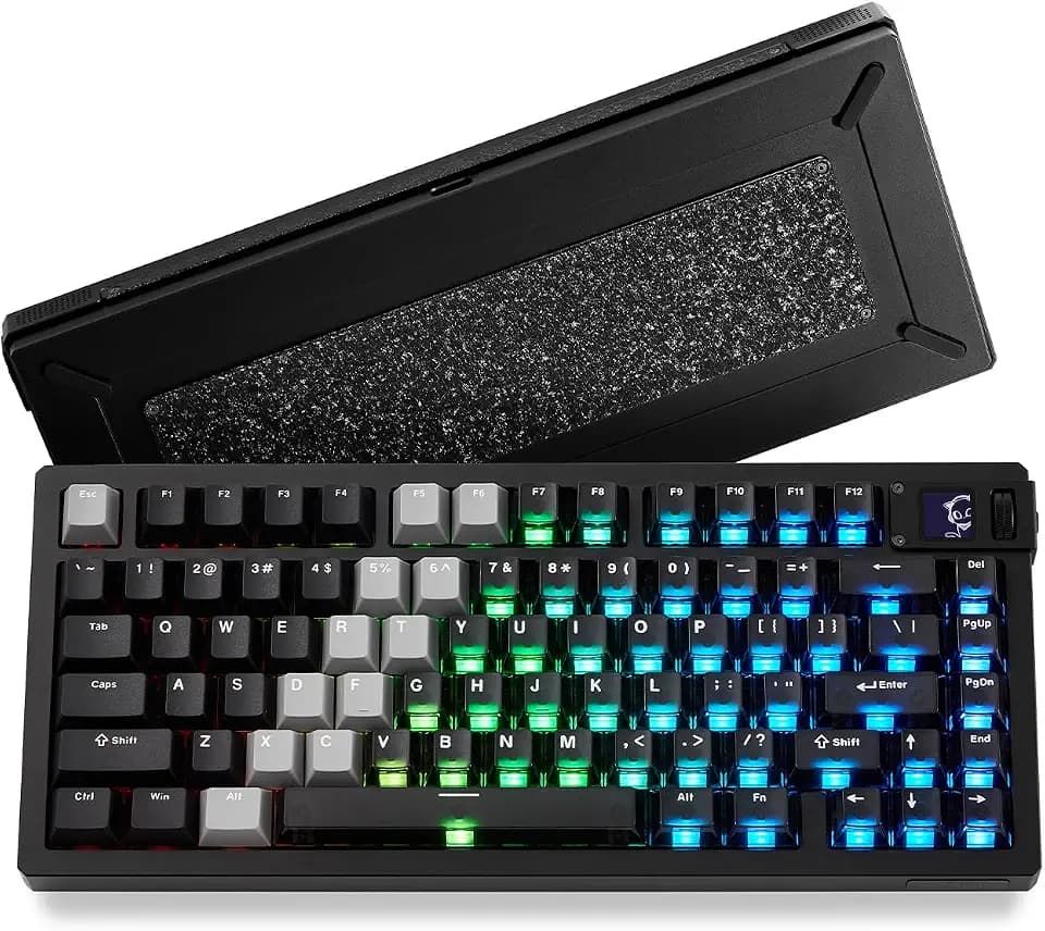 Akko MOD007 V5 HE Wired Rapid Trigger Gaming Keyboard Quick Release Aluminum Black and Transparent Keyboard with Personalized Screen Aluminum Plate Purple, Astrolink Switch