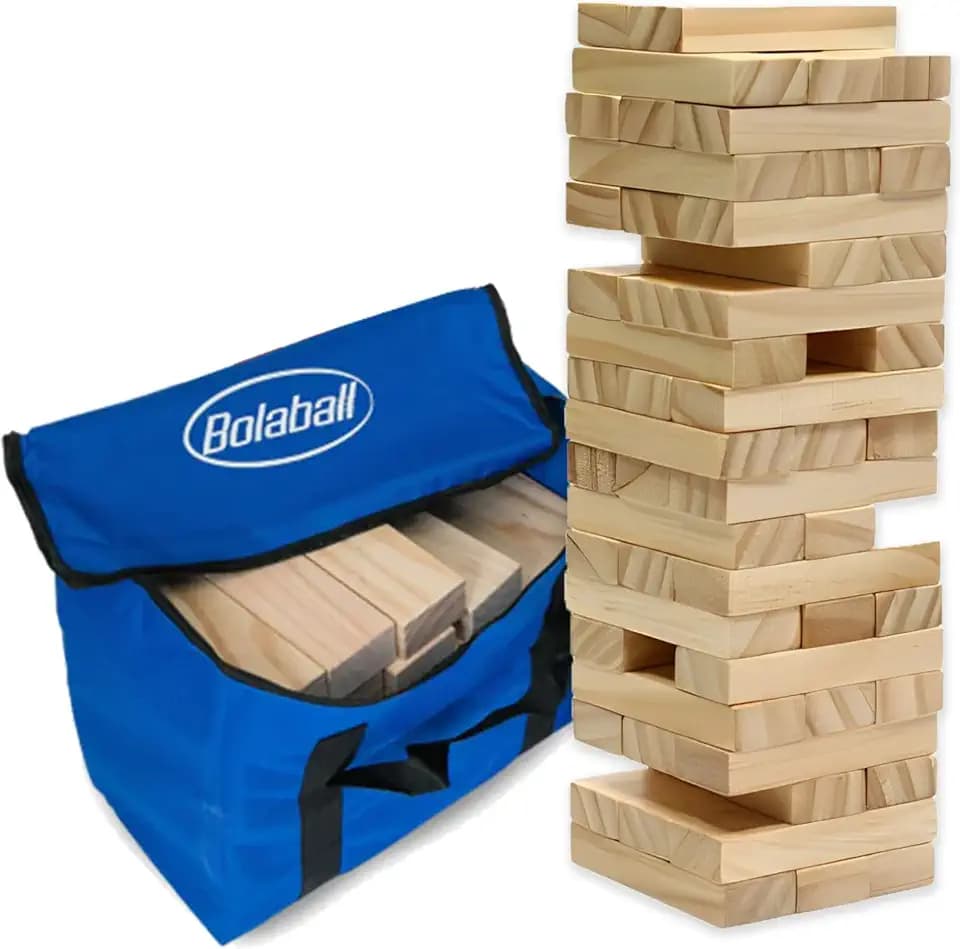 Bolaball Giant Tumbling Tower Game, Wooden Stacking Game for Family Friends