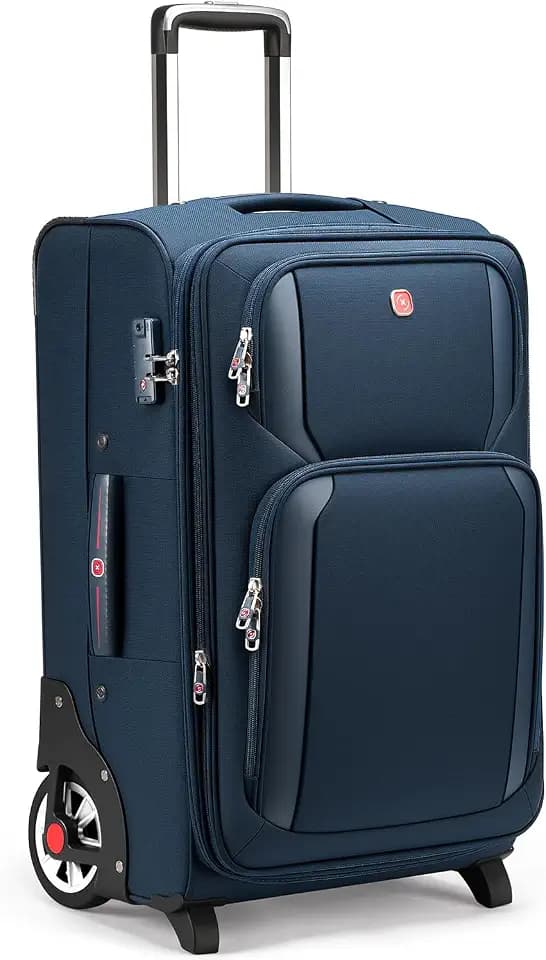 ROPLUS Laduga Softside Expandable Luggage with Large Steel Wheels Checked-Luggage Suicase (Blue, 29-Inch)