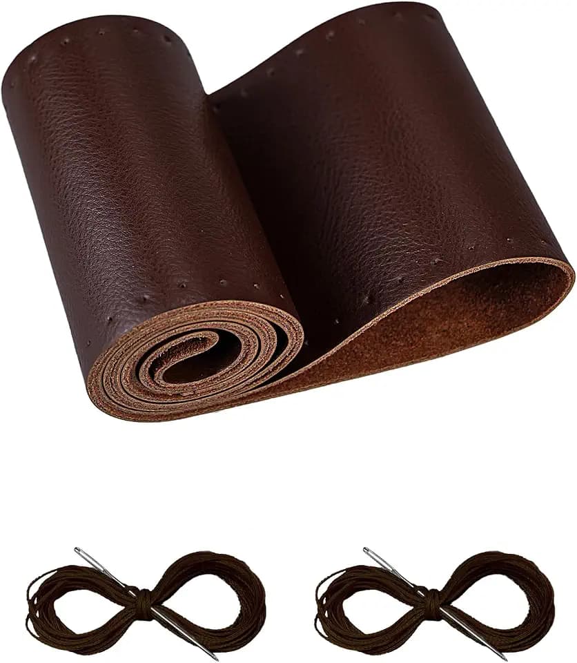 Belinous Leather Steering Wheel Cover Lace Up (Size L0, Coffee)