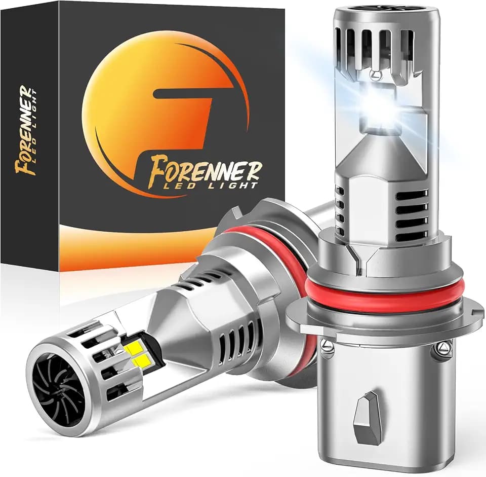 FORENNER Upgraded 9007/HB5 Light Bulbs, 70000LM Brighter 6500K Cool White, 1:1 Mini Size IP68 Waterproof 9007 Fog Lights, Quick Installation, Pack of 2