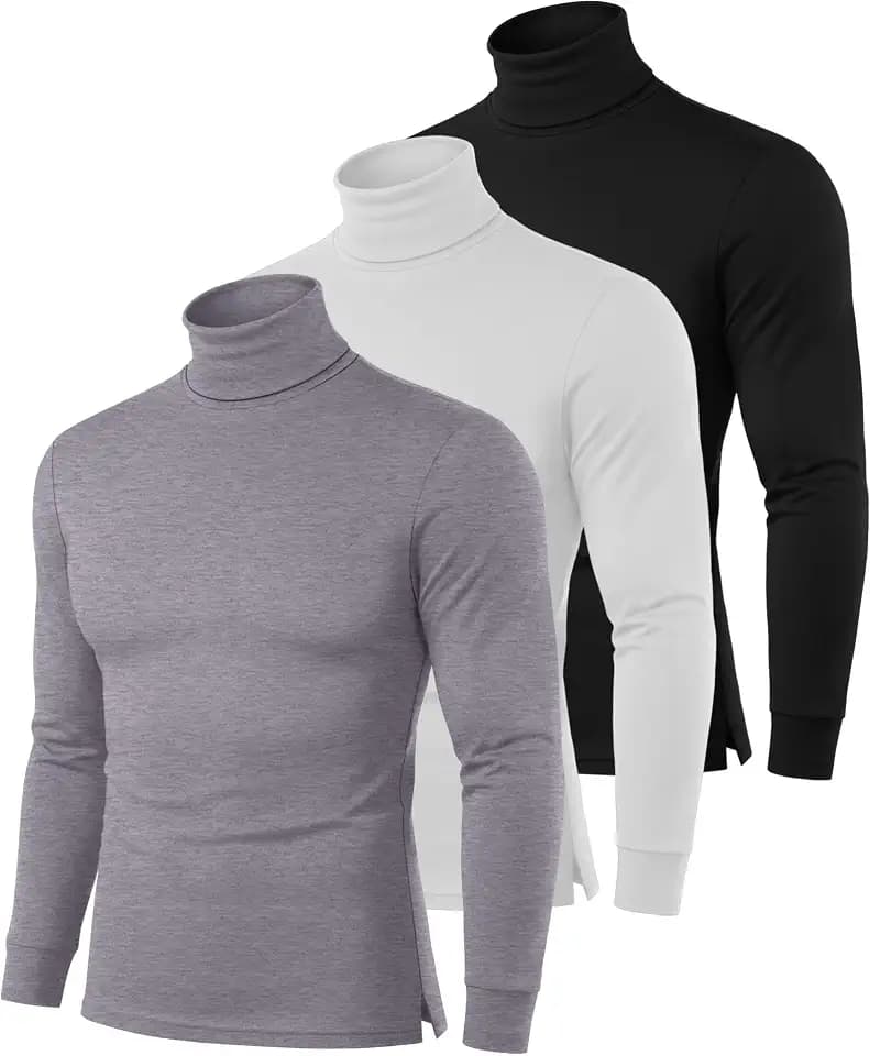 Neer 3 Pack Men's Big and Tall Turtlenecks Shirts Slim Fit