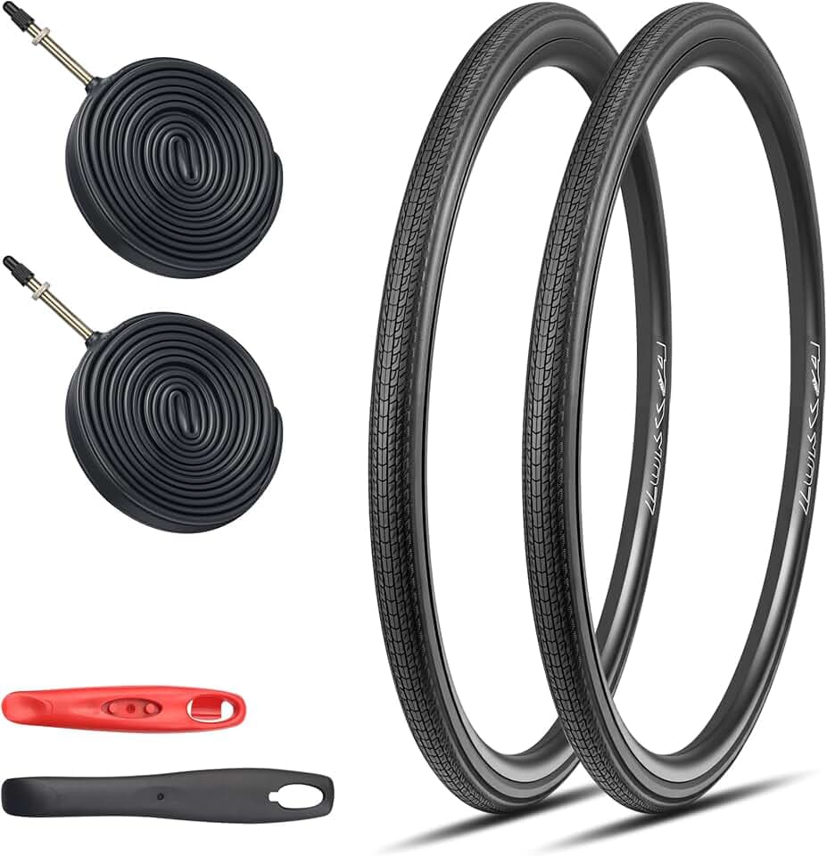 2er Set 700x28c/700x32c/700x35c Fahrradreifen 28Zoll Rennrad Reifen mit FV 48MM Schläuchen & Reifenheber