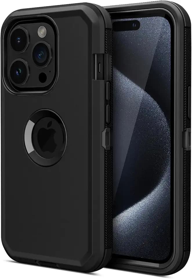 Jiunai for iPhone 15 Pro Max Case Heavy Duty Drop Protection Sports Black