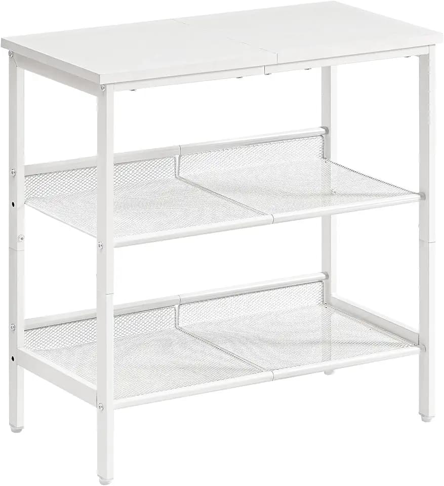 HOOBRO End Table, 3-Tier Narrow Side Table, Nightstand with 2 Flat or Slant Adjustable Shelves for Small Spaces, Hallway, Living Room, Bedroom, Sturdy, Easy Assembly, White WT23BZ01G1