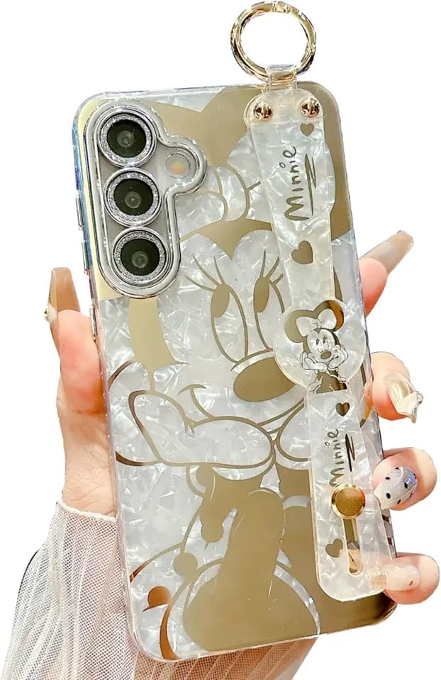 for Galaxy S26 Case Wrist Band Kickstand Cover Ultra Slim IMD Animal Pattern Shockproof Protection Holder Cover for Samsung Galaxy S26 5G (Cartoon Characters)