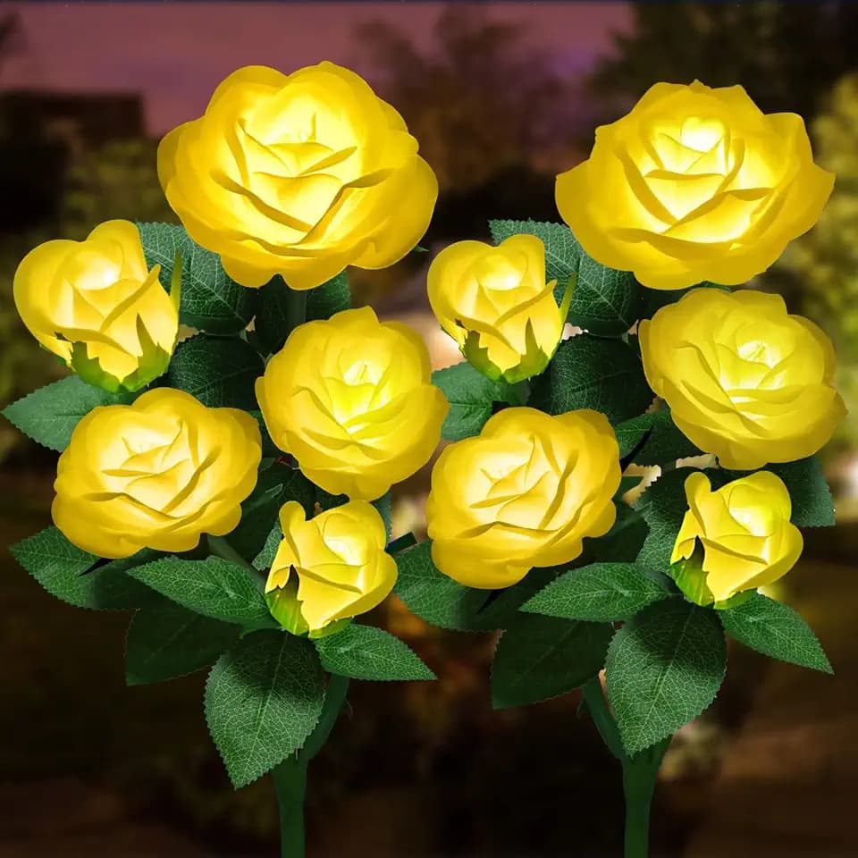 Solar Flower Lights Outdoor Waterproof LED Garden Stake 2 Pack