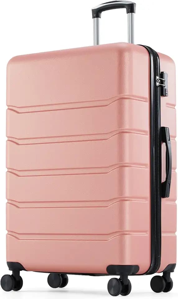 NEWBULIG Carry-on Luggage, 24 Inch Lightweight Expandable Durable Suitcase, Hard Shell ABS Rolling Suitcase, Double Spinner Wheels and TSA Lock, Modern Pink