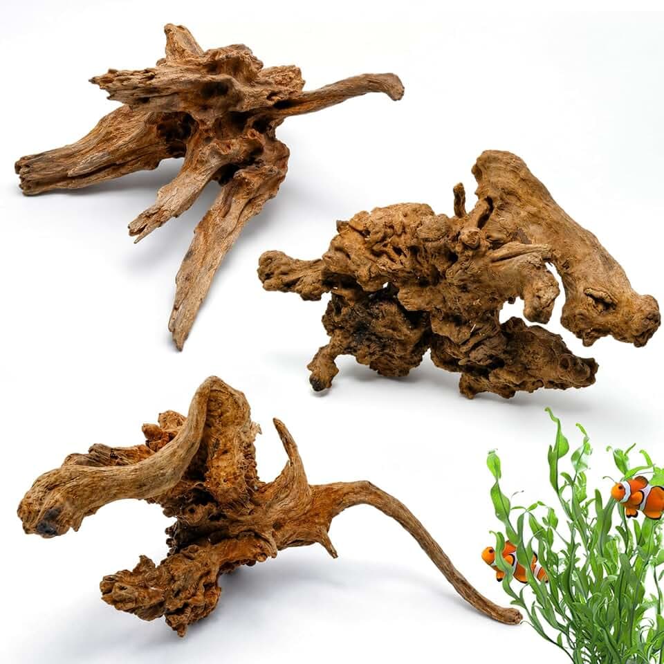 3PCS 8" Natural Driftwood Each Unique for Aquarium & Reptile Tank Decor