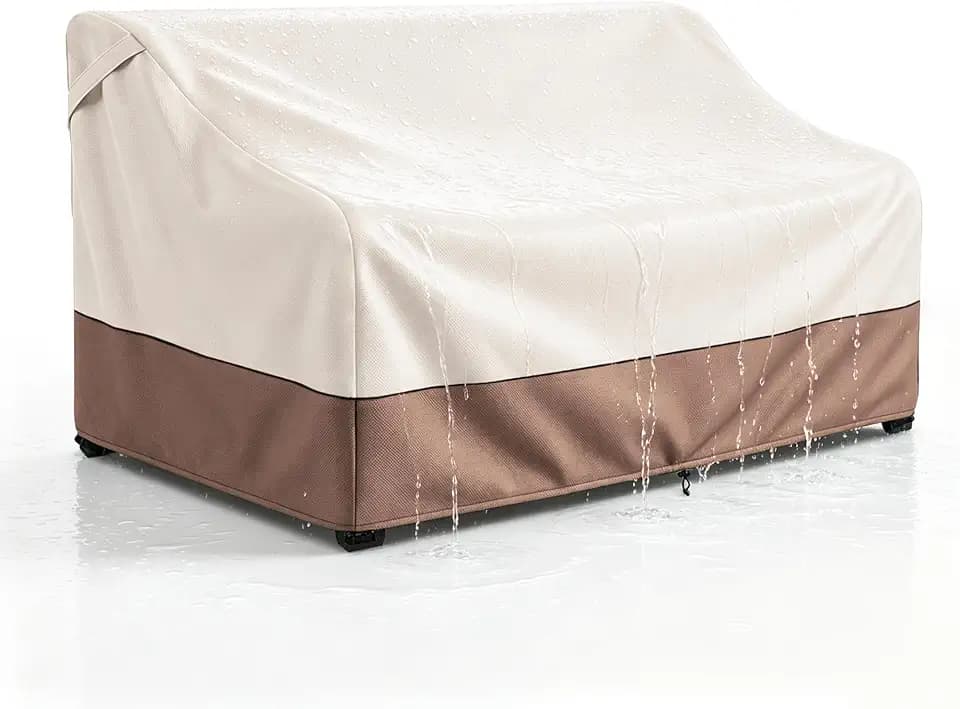 Okcool Heavy Duty Patio Sofa Cover, 100% Waterproof 3-Seater Outdoor Sofa Cover Fits up to 79W x 38D x 35H Inches, Lawn Patio Furniture Covers,Beige & Brown