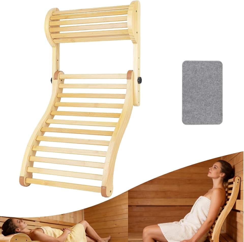 Sauna Backrest Infrared Accessories - 2-in-1 Adjustable Removable Bamboo Sauna Back Rest Pillow for Any Barrel or Infrared Sauna