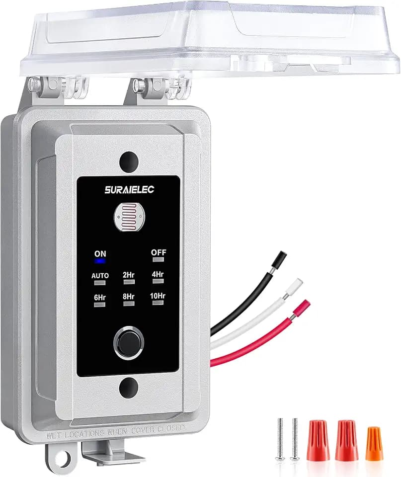SURAIELEC 20A Heavy Duty Hardwired Dusk to Dawn Light Sensor Timer Switch