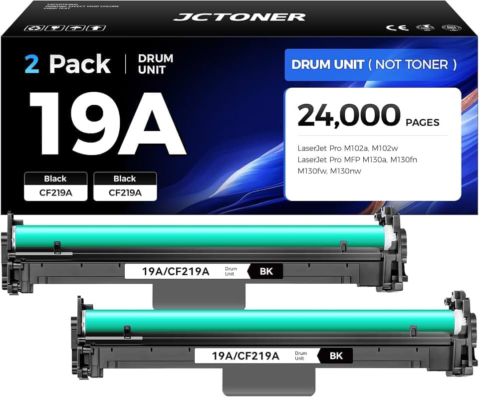 19A CF219A Drum Unit (Not Toner) 2-Pack Black High Yield Replacement for HP 19A CF219A Imaging Drum Compatible with HP LaserJet Pro MFP M130a M130fn M130fw M130nw M102a M102w Printer M130 M102 Copy