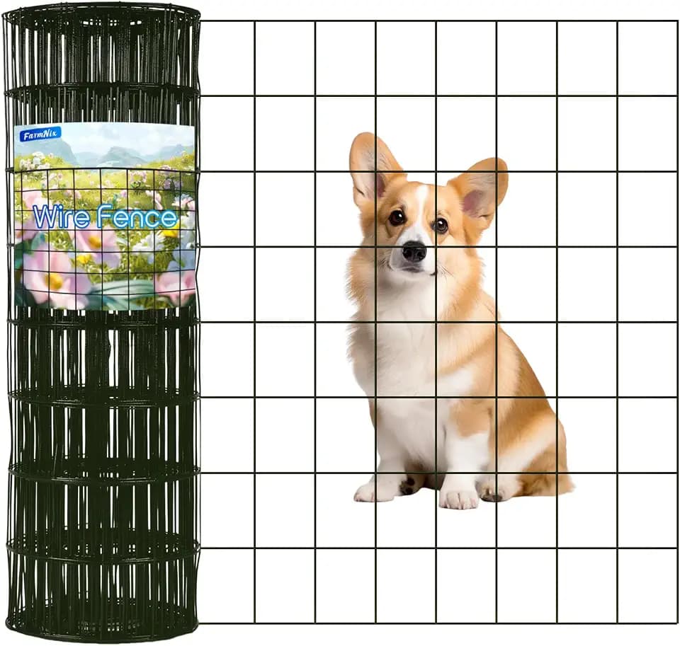 PVC Coated Welded Wire Fence, 24 in x 50 ft for Garden Fencing