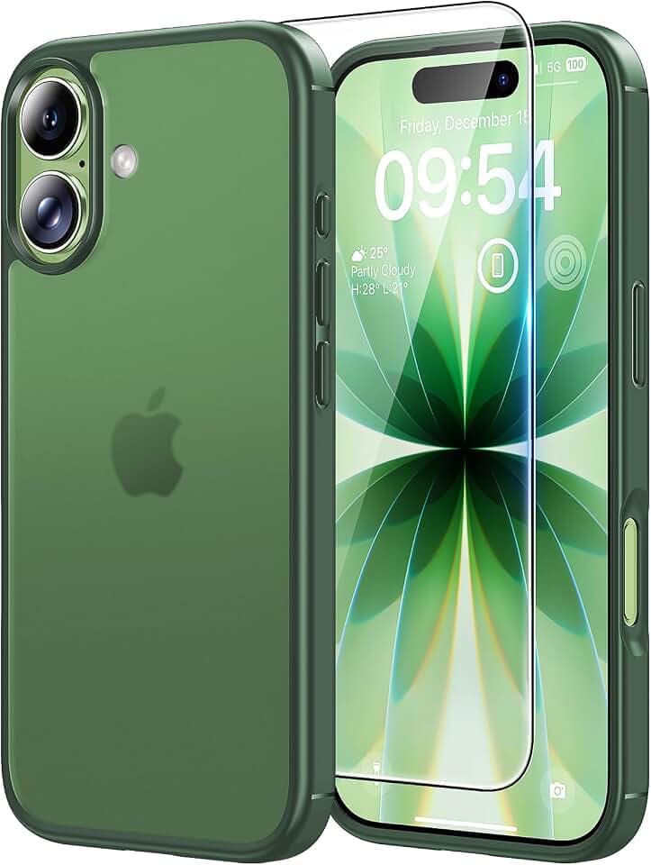 TAURI für iPhone 17 Hülle 6,3" mit Schutzfolie - Matt Alpengrün