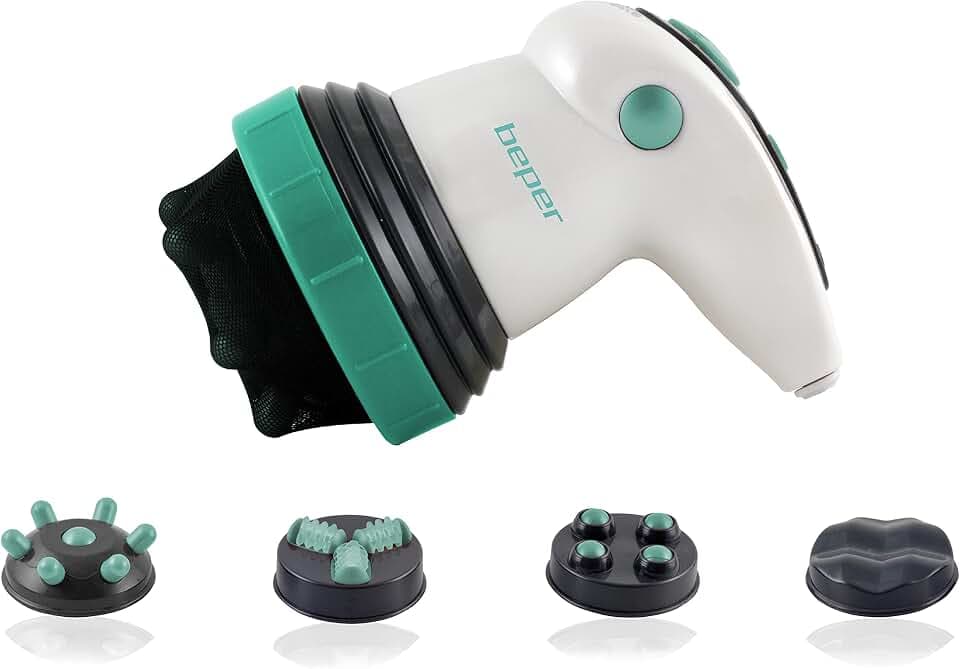 BEPER 40.500 4-in-1 Anti-Cellulite-Massagegerät für Frauen, 25 W, Infrarot-Massage, Dreifache Kreisbewegung, Straffend und festigend, Einstellbare Leistung, Weiß