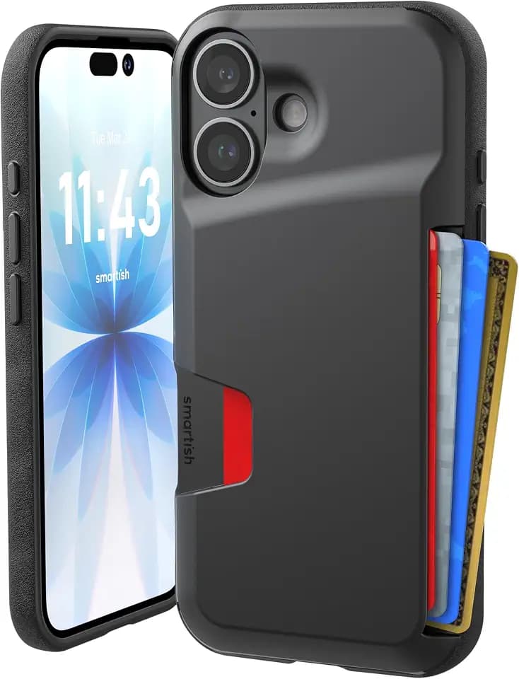 Smartish iPhone 16 Wallet Case with Card Holder, Wallet Slayer Vol 1, Black