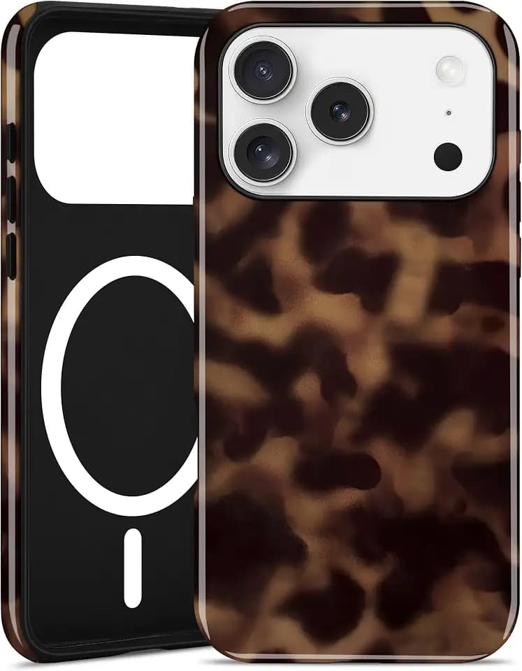 Magnetic Brown Tortoise Shell Case for iPhone 18 Pro Max/17 Pro Max