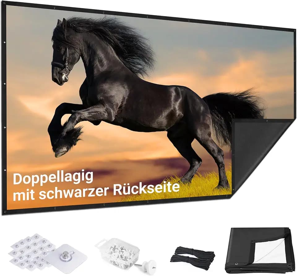 Beamer Leinwand 120 Zoll mit schwarzen Rückseite, 16:9 Weiß