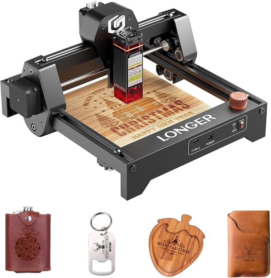 LONGER Ray5 Mini Lasergravierer, Kompakte CNC-Graviermaschine für DIY und Personalisierung, mit WLAN und Not-Aus-Funktion, 2.5W, für Holz, Metall, Acryl und Leder, Arbeitsbereich 140 × 130 mm