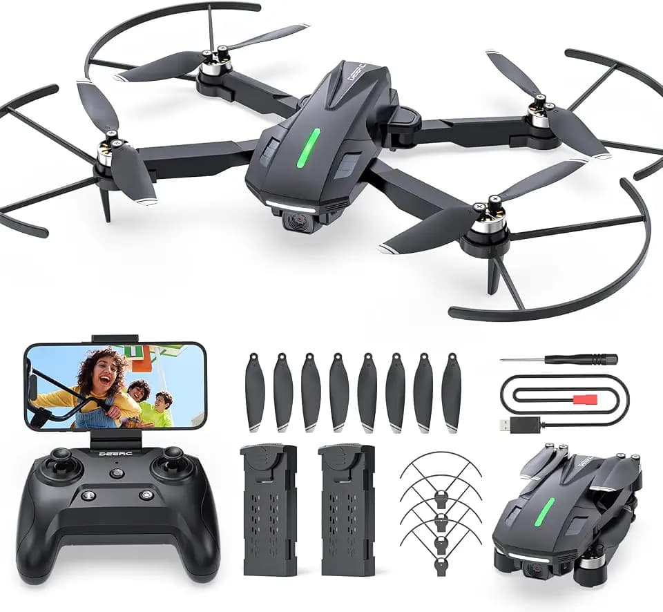 DEERC Drohne mit Kamera 1080P für Kinder, RC Quadrocopter D75 faltbar mit Wifi Übertragung, Lange Flugzeit,Bürstenloser Motor,Höhenhaltung,One Key Start Drohnen Spiel Geschenk für Anfänger Jungend, C0
