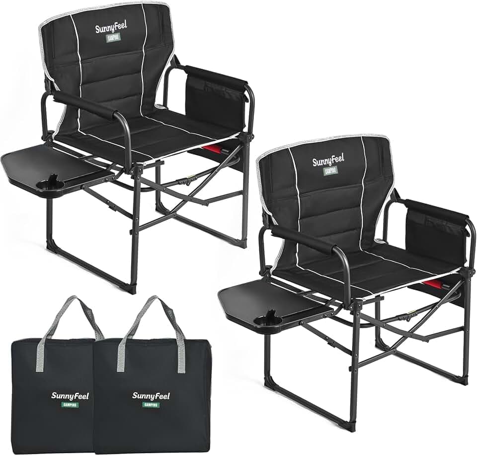 SUNNYFEEL Oversized Directors Camping Chair for Adults with Side Table